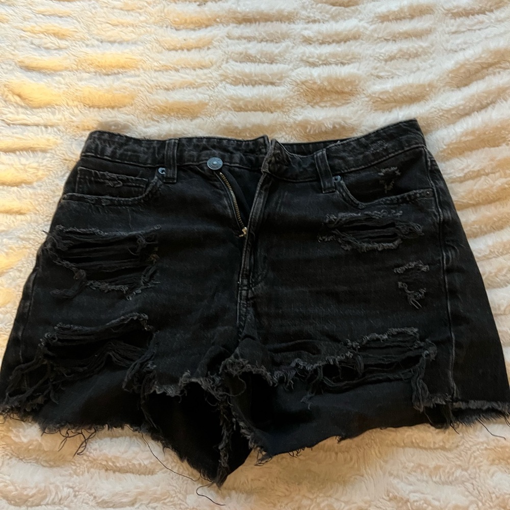 American Eagle Outfitters Black Distressed Jean Shorts